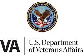 Logo of the U.S. Department of Veterans Affairs featuring a circular emblem with a bald eagle holding an American flag.